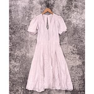 Kara Thoms Dress Small Womens Linen Button Detail Tie Waist